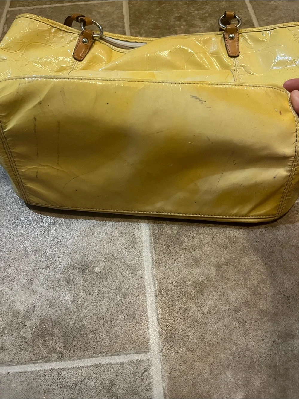 Yellow Coach Leah Patent Tote F14663